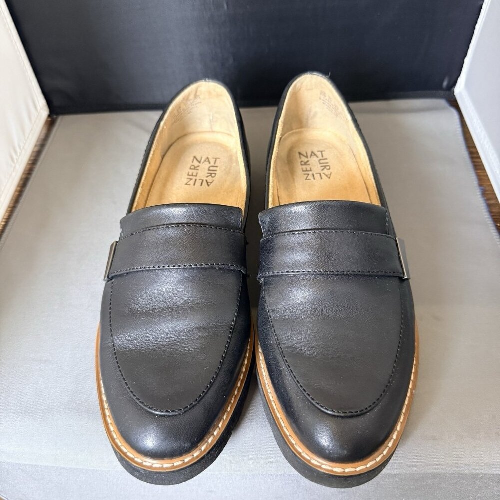 Naturalizer Adiline Loafers 8.5 Black Leather Chunky Platform Lug Sole Comfort - Picture 2 of 5